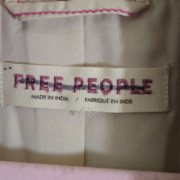 Free People Cassius Cropped Blazer Pink Tweed Raw Hems Oversized Relaxed Size S - Picture 9 of 10